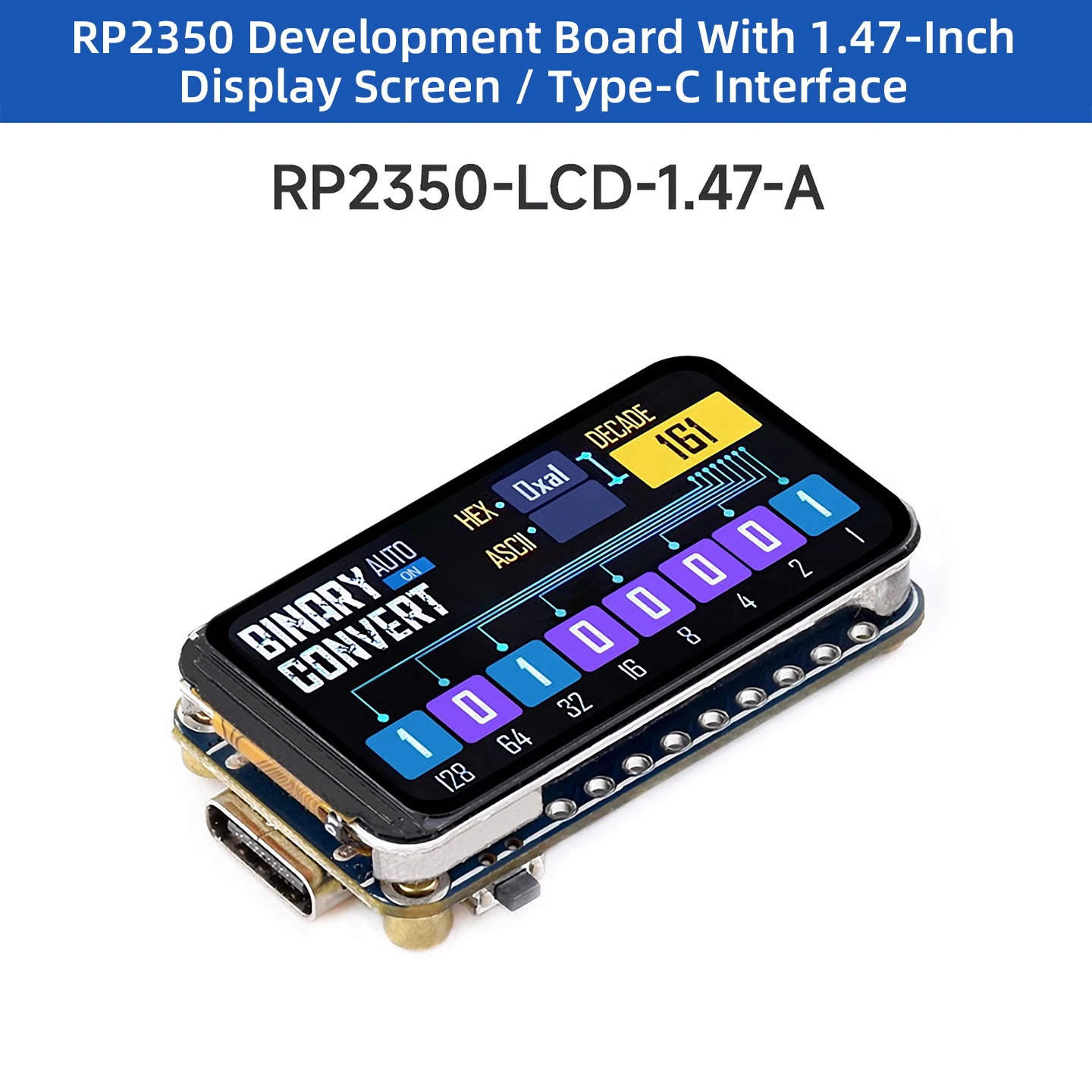 1.47 Inch USB Type-C Display RP2350 172x320 Development Board Based On RP2350 Dual-core & Dual-Architecture Microcontroller
