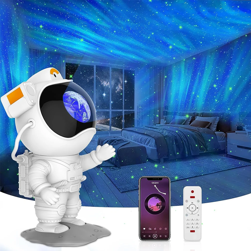 

Northern Lights Projector Night Light Astronaut Starry Nebula Ceiling LED Lamp with Timer Remote Christmas Gift for Kids Adults