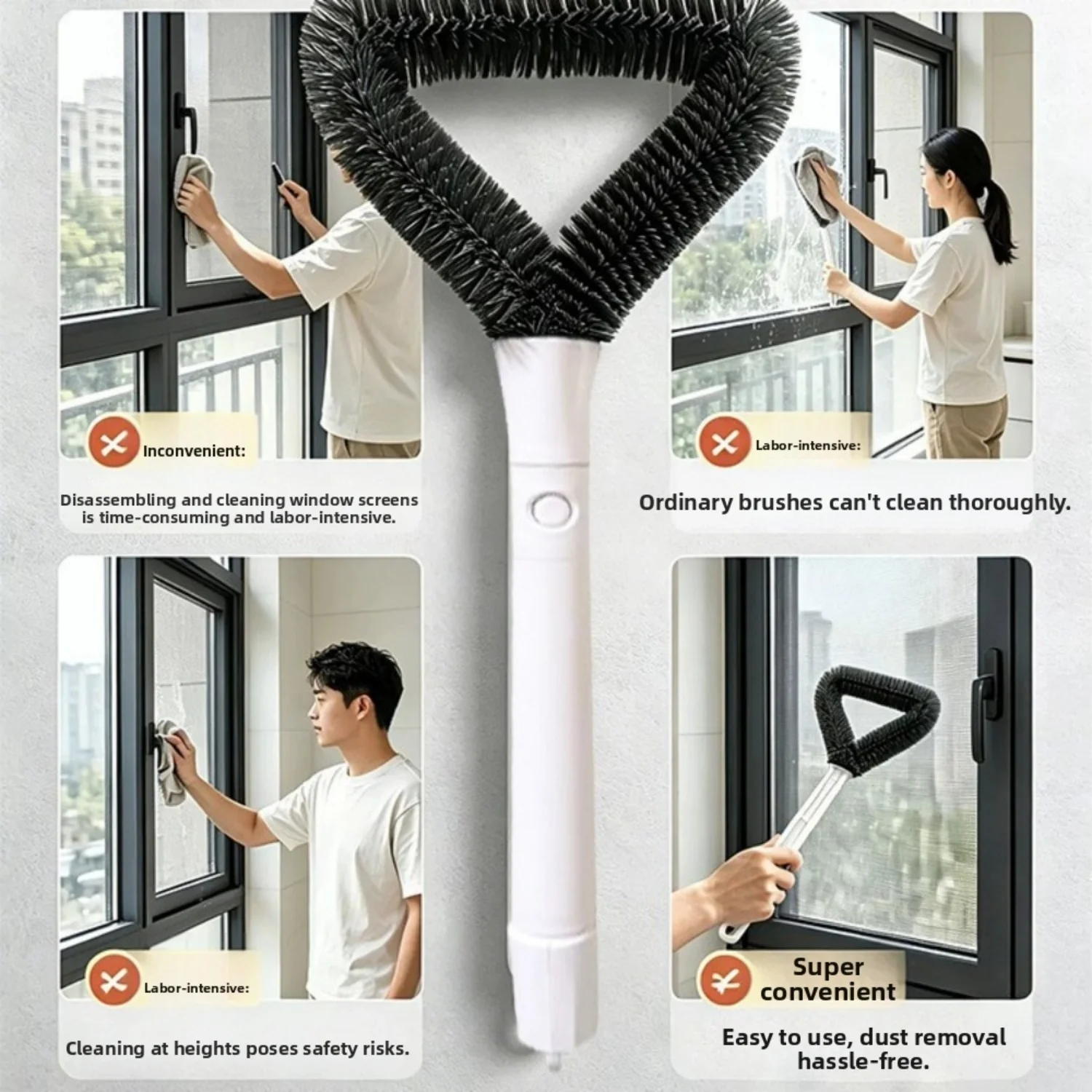 3PCS Triangular Window Screen Cleaning Brush Dense Nylon Bristles Wet Dry Use Dust Remover for Blinds Sill Gap Crevice Cleaner