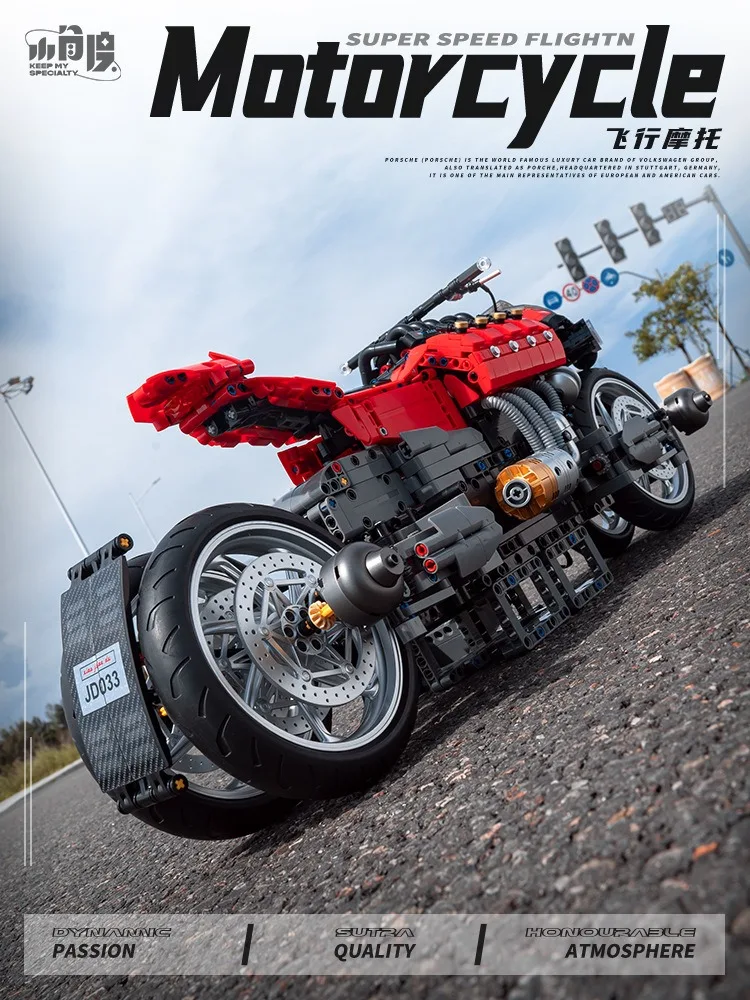 MOC مدينة Cyberpunk Lazarethed تحلق نموذج دراجة نارية اللبنات الطوب التقنية سوبر دراجة نارية المرآب لعب للأطفال هدية