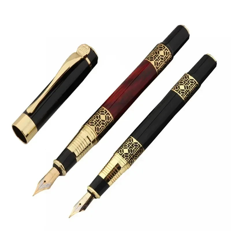 new-new-high-quality-black-red-golden-carving-mahogany-business-office-fountain-pen-school-student-supplies