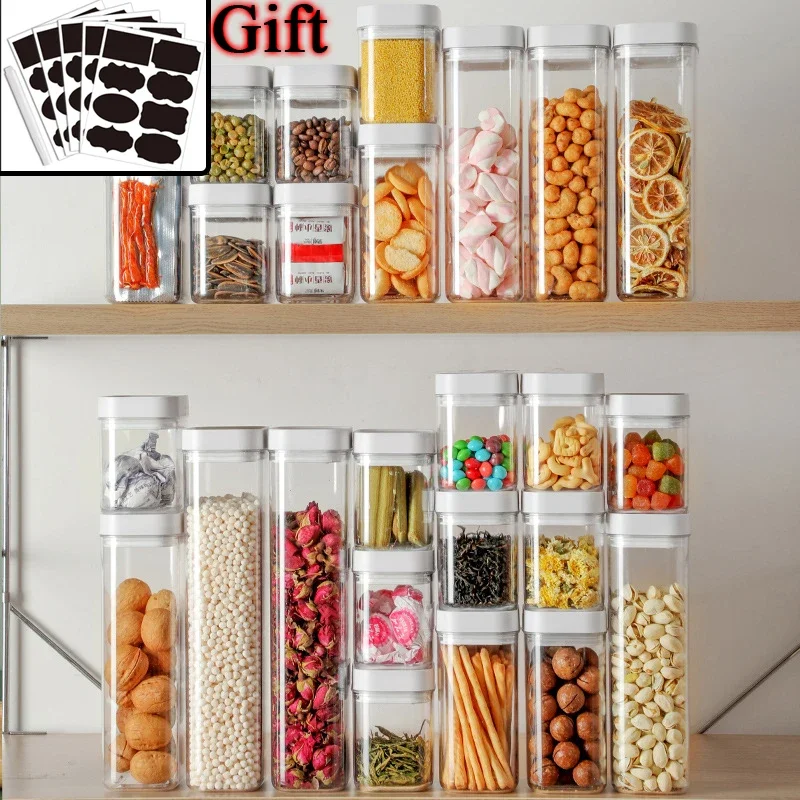 Latas selladas de calidad alimentaria, caja de almacenamiento de granos enteros, cocina, almacenamiento de aperitivos para el hogar, tarros transparentes de plástico para preservación, 1-4 Uds.