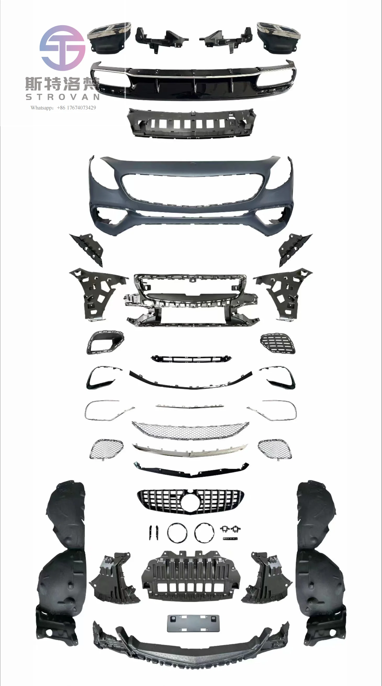 

T-Factory Customize for Mercedes-Benz S Class Coupe 2014-2020 Facelift to 2020 S65 Coupe AM-G Bodykit with Bumper Grill Parts