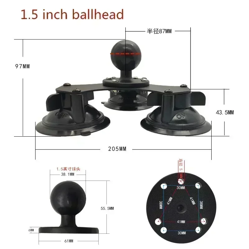 Suitable for 25mm Ball Head Bracket Base, Car Glass Vacuum Suction Cup