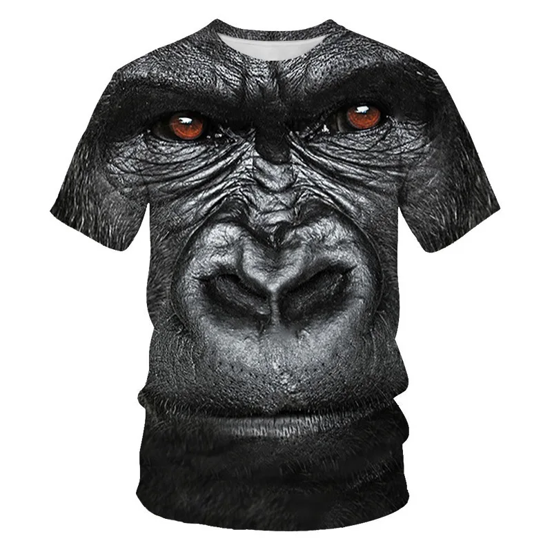 Funny Kiss Monkey Lip Graphic T Shirt for Men Clothing 3D Spoof Gorilla Orangutan Printed T-Shirt Unisex Short Sleeve Tops Tees