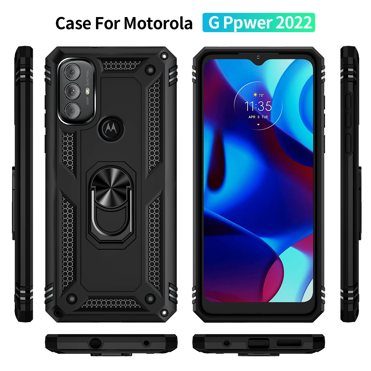 Shockproof Cover For Moto G Power 2022 Case Moto G Power Ring Holder Business Phone Case For Motorola MotoG GPower Funda Coque