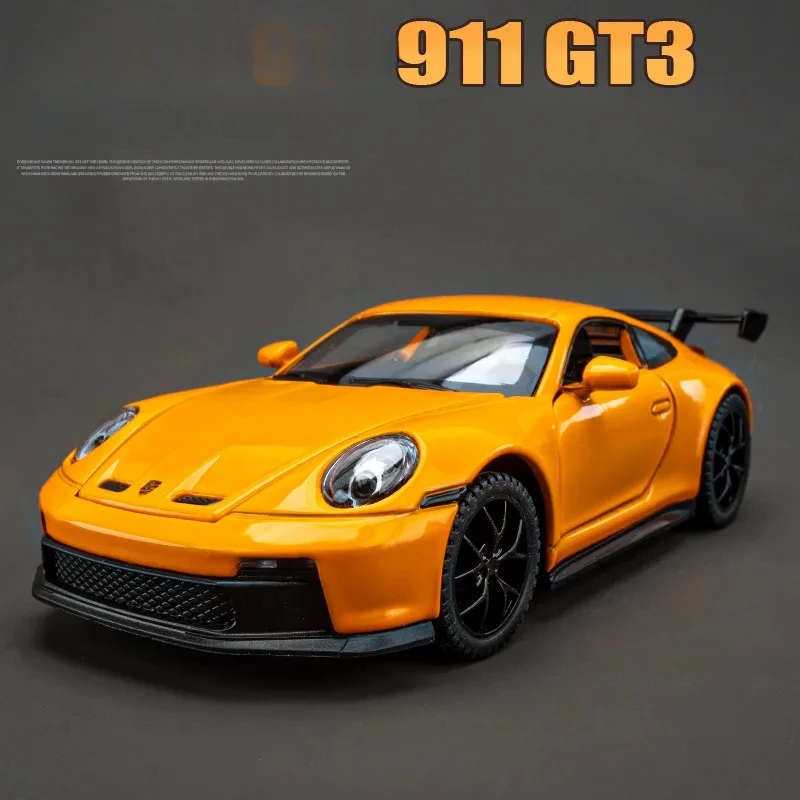 Diecast Alloy 1:32 Scale 911 GT3 Supercar Model Simualtion Metal Toy Car Sound And Light Boy Kids Toy Collectible Gift Voiture