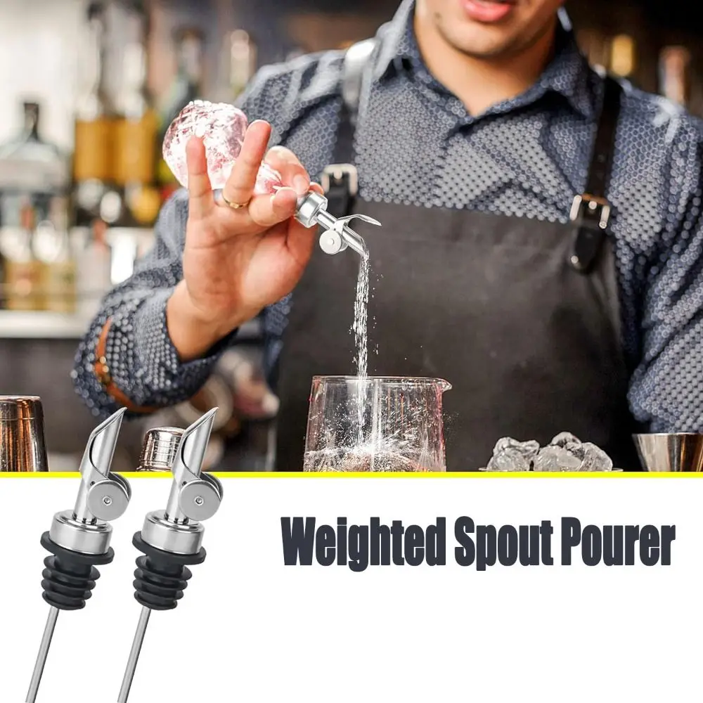 3pcs Stainless Steel Weighted Spout Pourer Auto Flip Leak-proof Nozzle Liquor Bottle Pourers 3 Color Self-closing