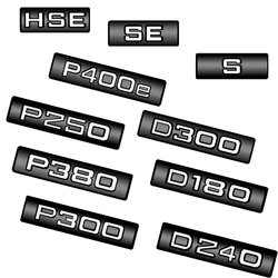 Glossy Black Car Emblem Metal Letter D180 D240 D300 P300 P380 P400e P250 S SE HSE Badge Logo Body Decals Sticker for Land Rover
