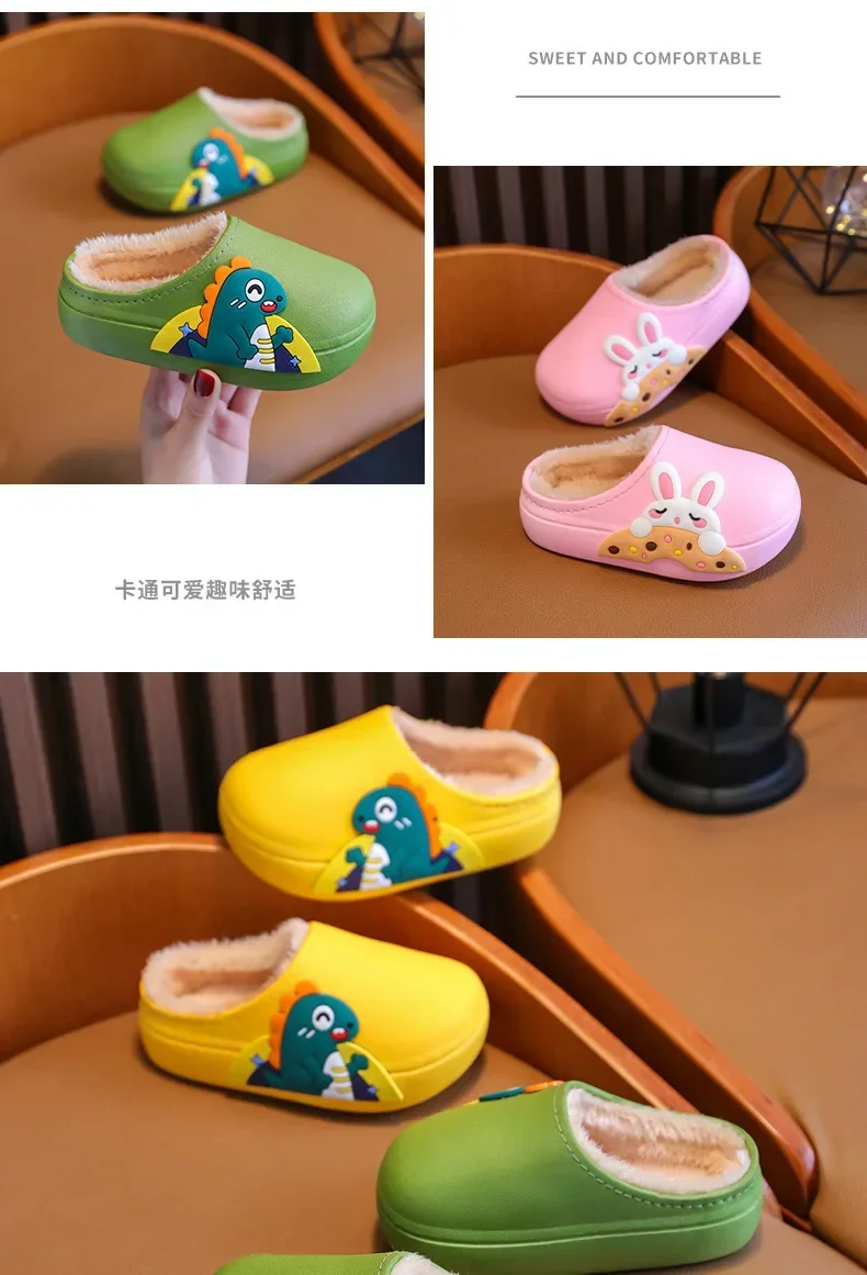Baby-Baumwollpantoffeln für Herbst und Winter zu Hause, wasserdicht und plüschig, modisch und niedlich für Jungen und Mädchen. – Detail 4