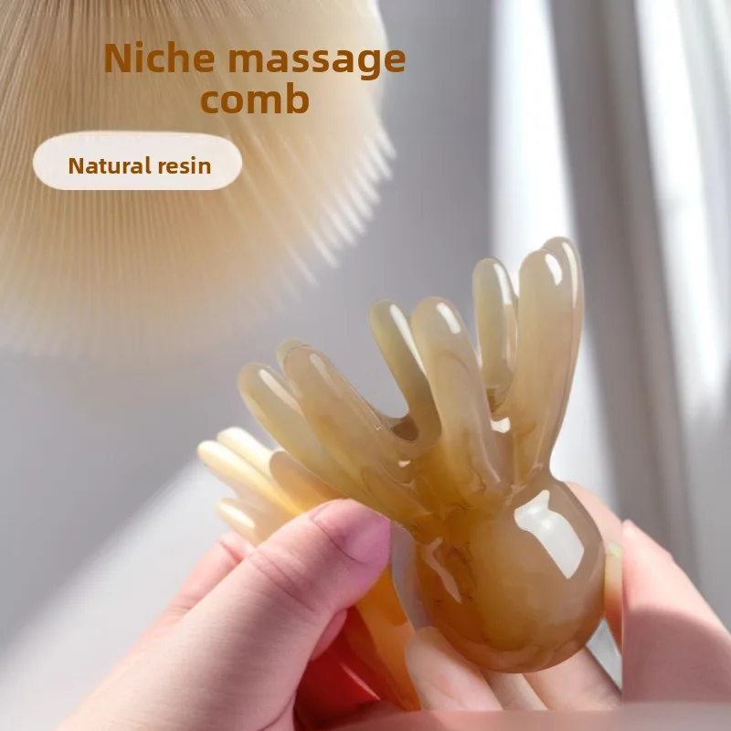 Cute Octopus Scalp Massage Comb (Resin)Hair Care, Stress Relief, Anti-Hair Loss, Portable Head Massager for Home & Trave