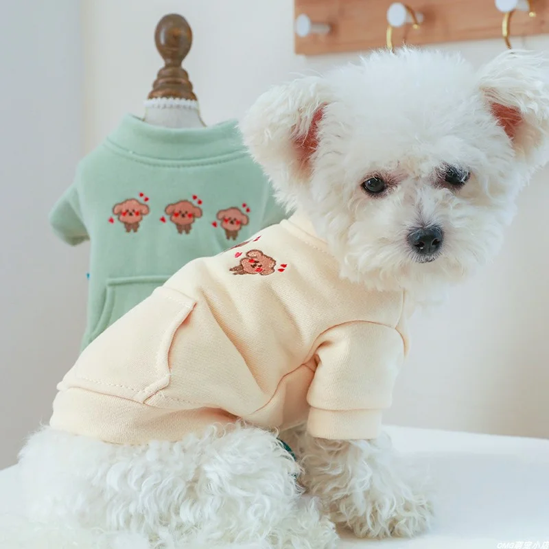 1PC Pet Clothes Cat Autumn/Winter Thickened Beige Tie Dog Coat Suitable for Small and Medium Dogs