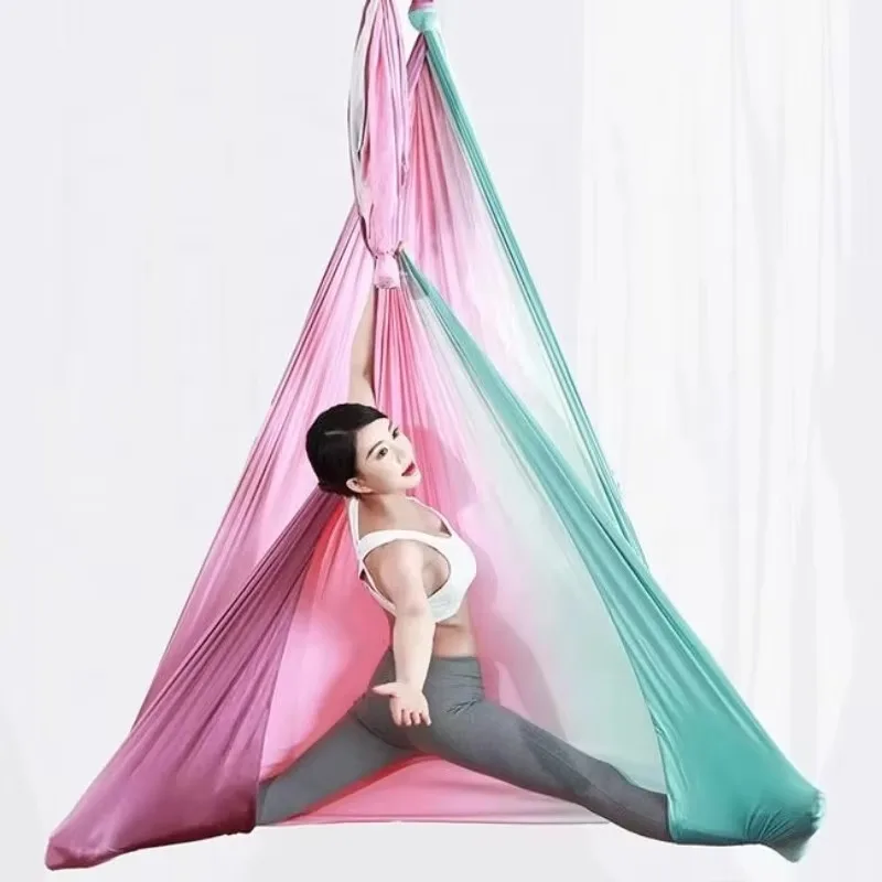 5x2.8mAnti Gravity Gradient Color Flying Yoga Bed Low Stretch Soft Aerial Yoga Hammock Swing for Home Gym Fitness
