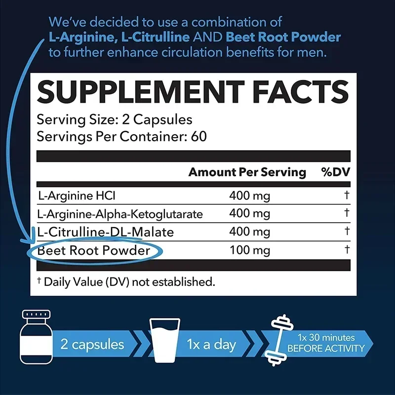 L-Arginine - Nitric Oxide Supplements - Boost Endurance & Strength, Promote Muscle Growth, Improve Performance