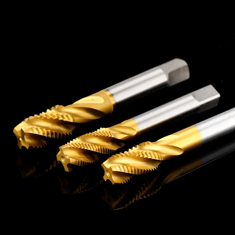 XCAN HSS Steel Screw Tap Titanium Coated Spiral Metric Thread Tap M2-M18 Machine Plug Tap HSS6542 Threading Tool Tap Drill Bit