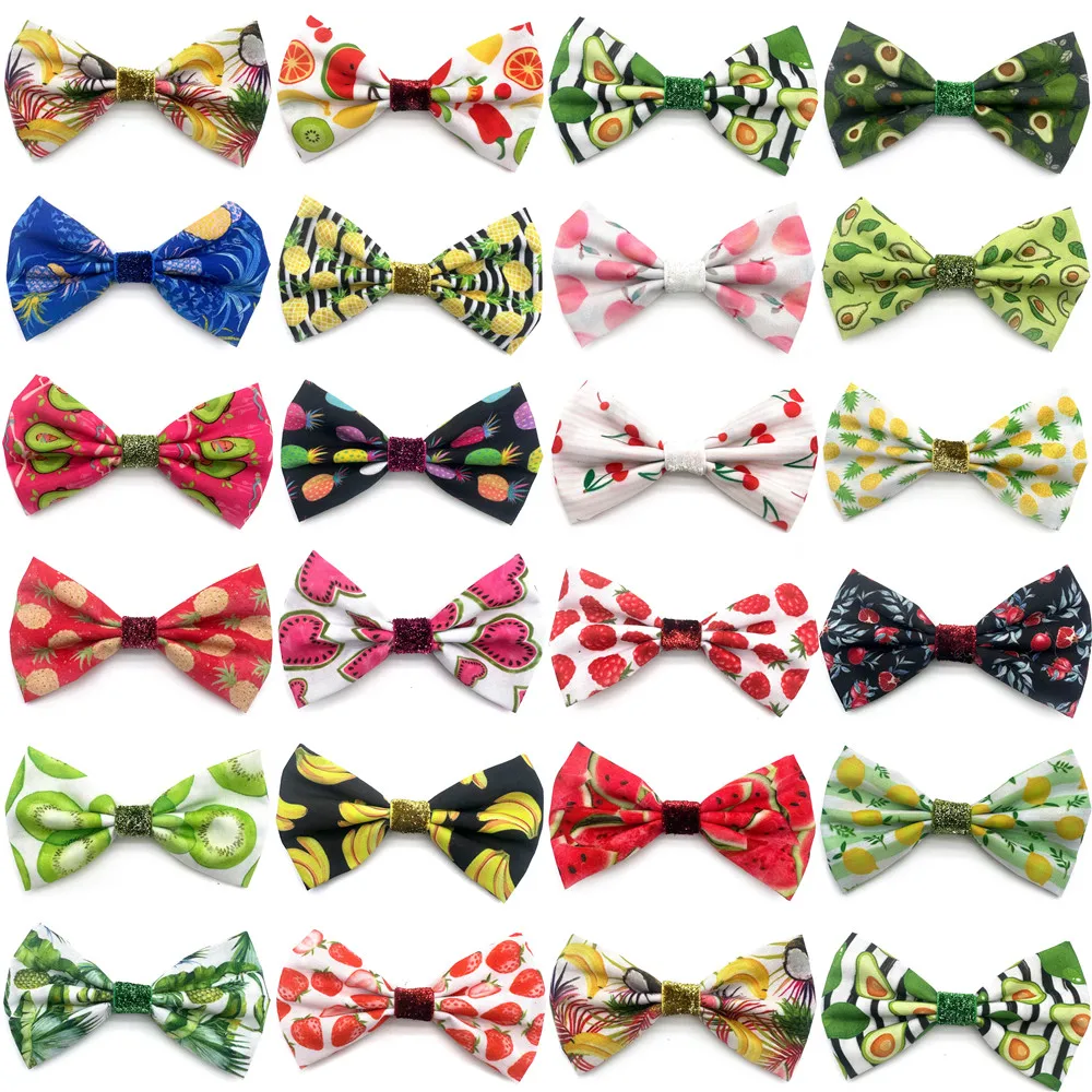 50/100pcs Mixcolor Pet Products Bowties Summer Fruit Style Removable Pet Collar Accessories Dog Bows Pet Supplies Dog Bowties