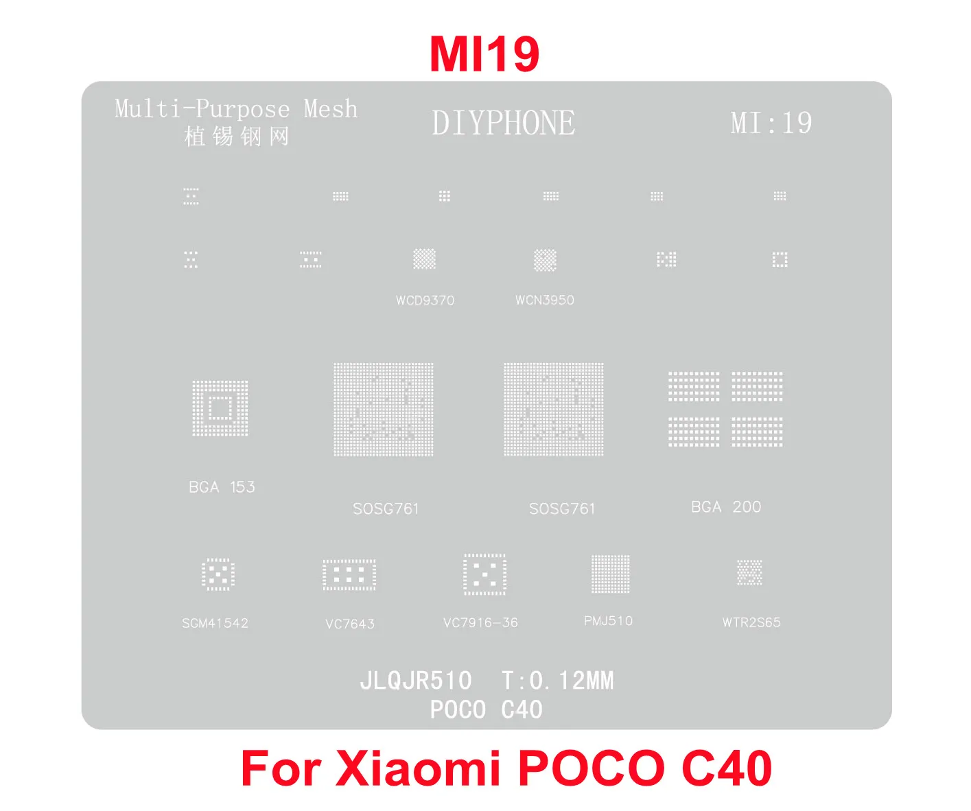 BGA Reballing Stencil For Xiaomi 12 13 Redmi Note 11PRO K20 K30 K50/Pro 12PRO POCO X3 C40 M3Pro M4 Pro X3GT CPU Tin Planting Net