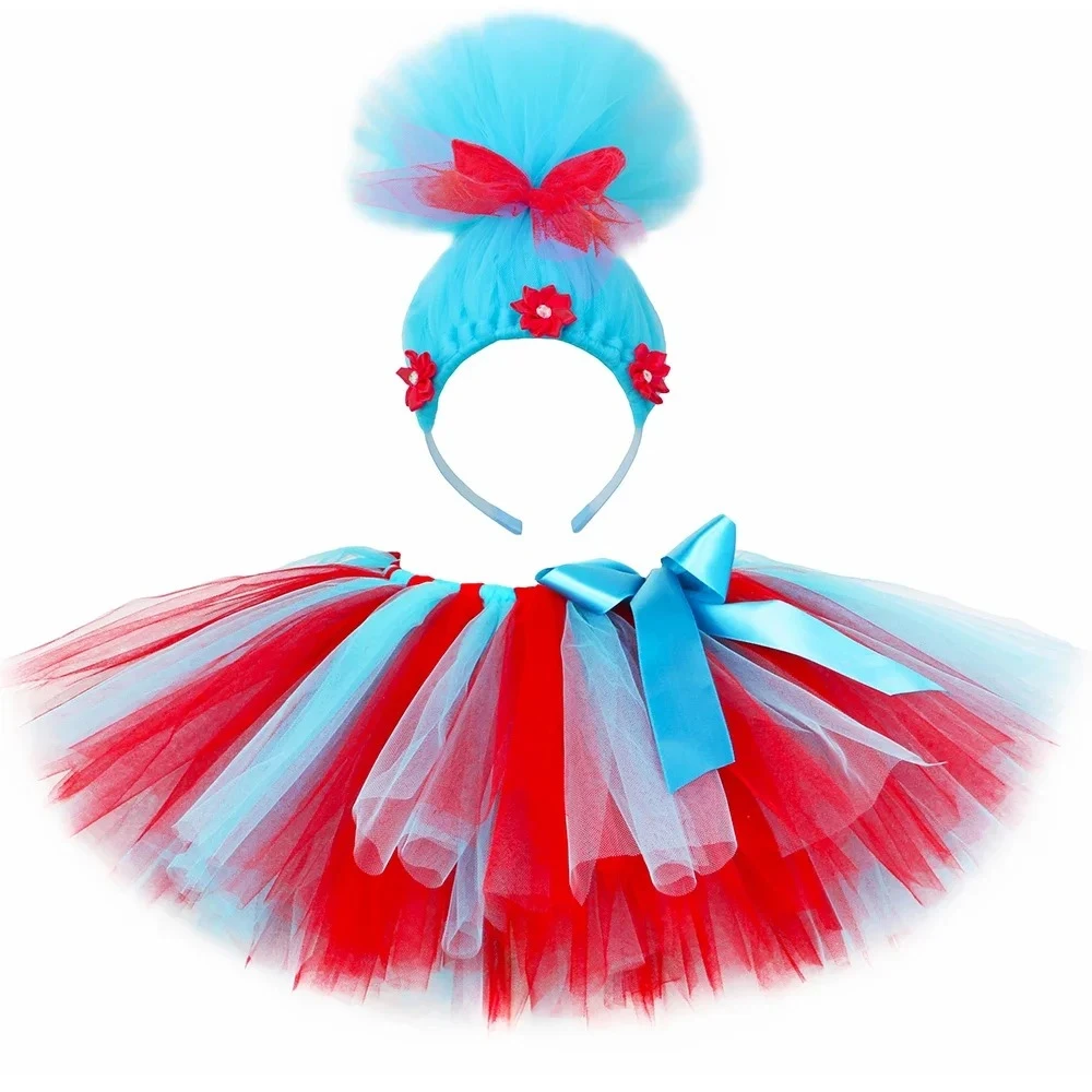 Falda Tutú Thing 1 y Thing 2 para Fiesta de Cumpleaños, Disfraz de Cosplay, Falda Tutú de Princesa Roja y Azul con Tul Esponjoso