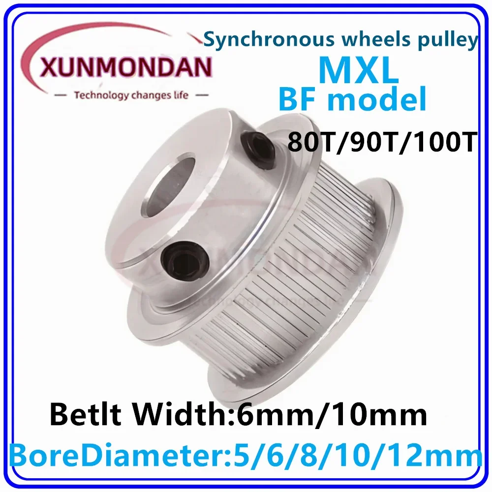 BF Type 80T/90T/100Teeth MXL Timing Pulley Bore 5/6/8/10/12/14/15mm for 6/10mm Width Belt Used In Linear Pulley