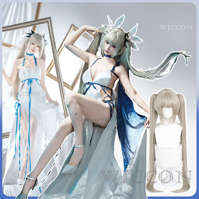 

Azur Lane HMS Formidable Cosplay Wedding Dress Double Ponytails Wig Sexy Role Play Halloween