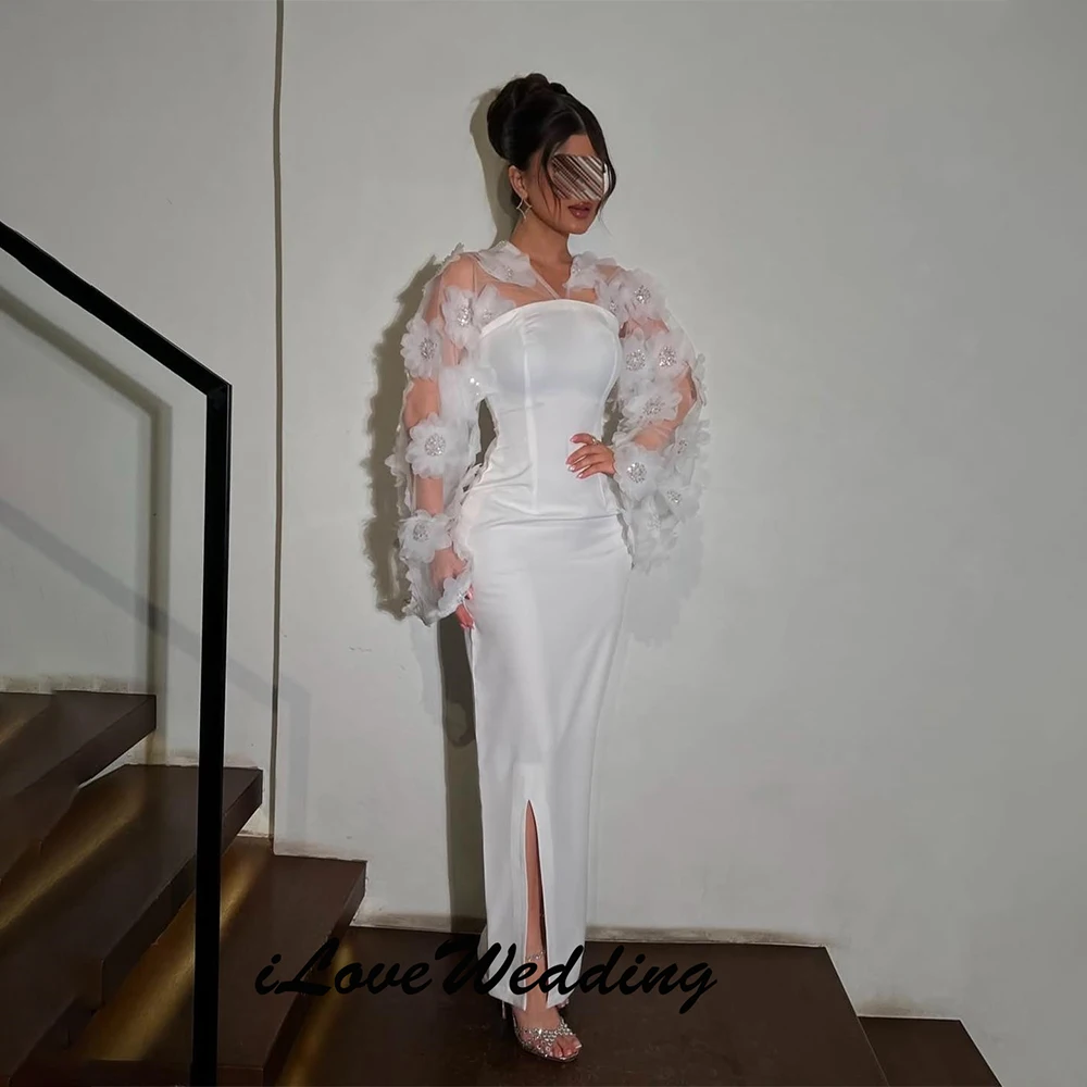 

Elegant Sequin Flower Dress Women Long Sleeve Mesh Slim Fits High Waist Bodycon Midi Dress White Dinner Evening Dress Customized