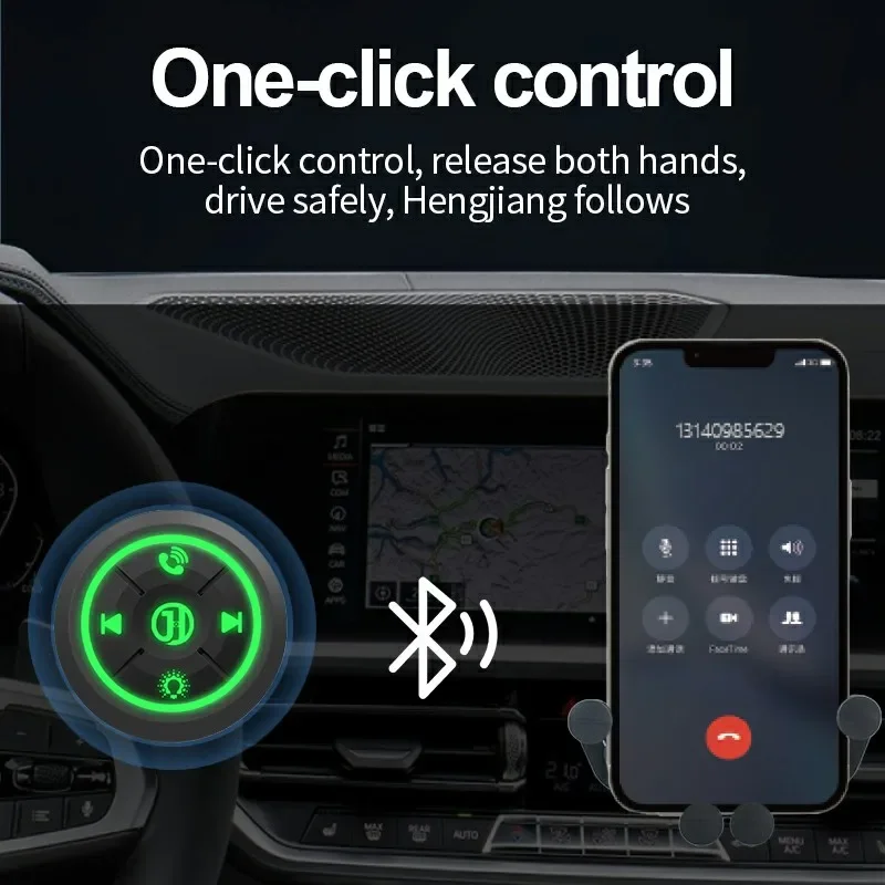 Wireless Bluetooth 5.3 Remote Button for Motorcycle Bike Car Steering Wheel Helmet Earphone Media Controller