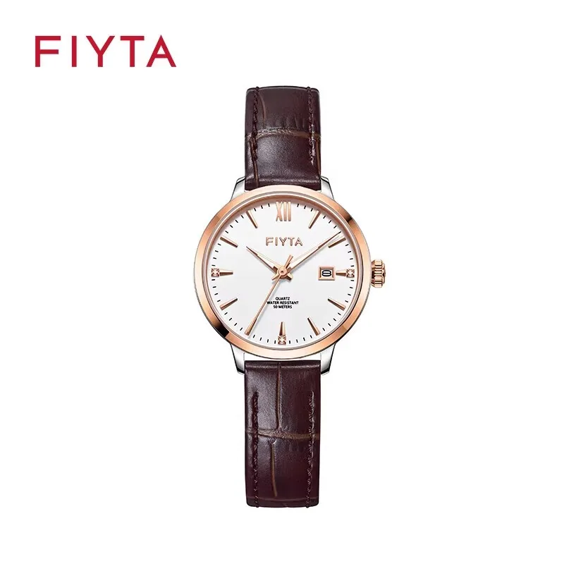 ساعة FIYTA الفاخرة كوارتز للرجال من زجاج الياقوت وأيدي مضيئة مقاومة للماء للرجال