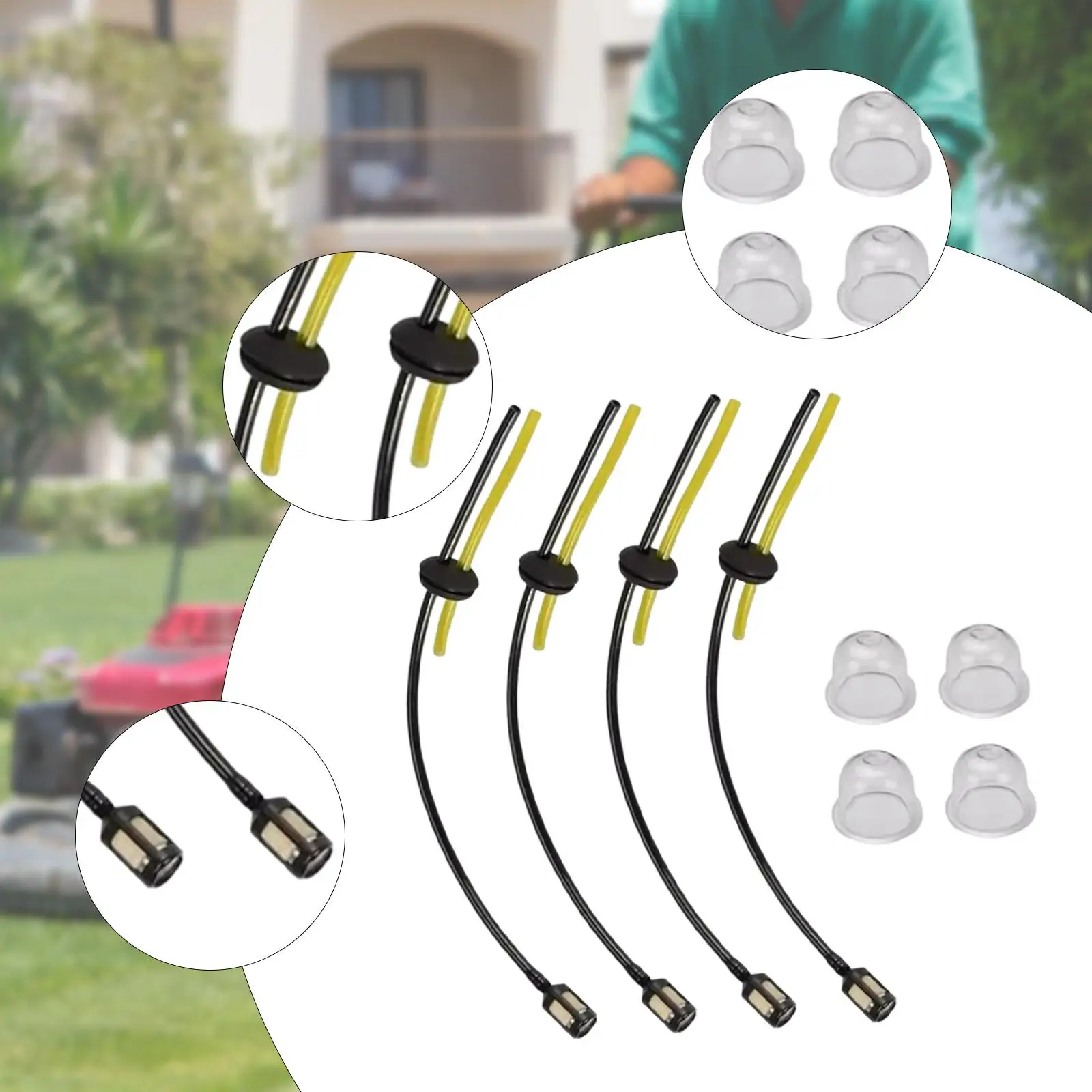

8Pcs Fuels Lines Filter Hoses Pipes Tank Kit with Primer Bulbs for Garden