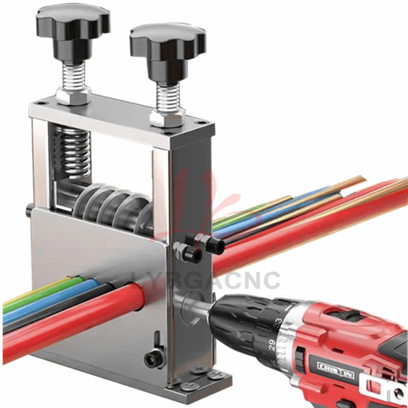 آلة تجريد الأسلاك اليدوية الصغيرة مع شفرات (1-21 مم، 3-17 مم). آلة مستقلة مع كرنك يدوي ومثقاب كهربائي. #4