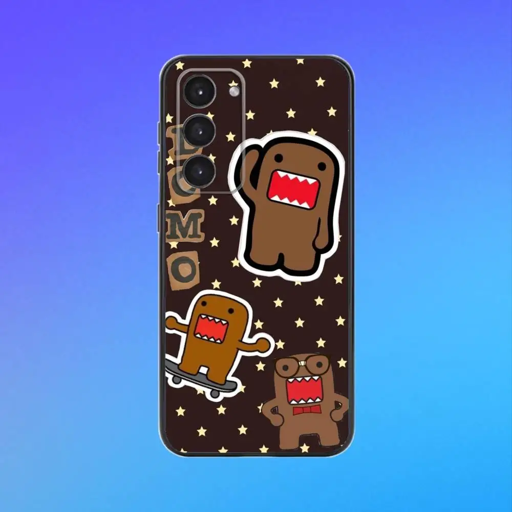 Urocze etui na telefon z miękkiego materiału z motywem Domo-kun, czarne, do Samsung Galaxy A73, A72, A71, A53, A52