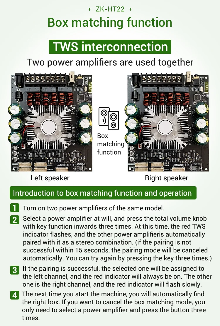 ZK-HT22 2.1 channel TDA7498E Bluetooth 5.1 Digital Power Amplifier