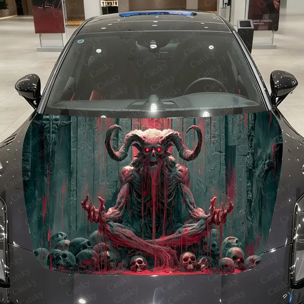 

Multi-Armed Horned Purgatory Car Vinyl Wrap, PVC Material Waterproof Car Hood Sticker, Self-Adhesive Scratch-Resistant Stickers