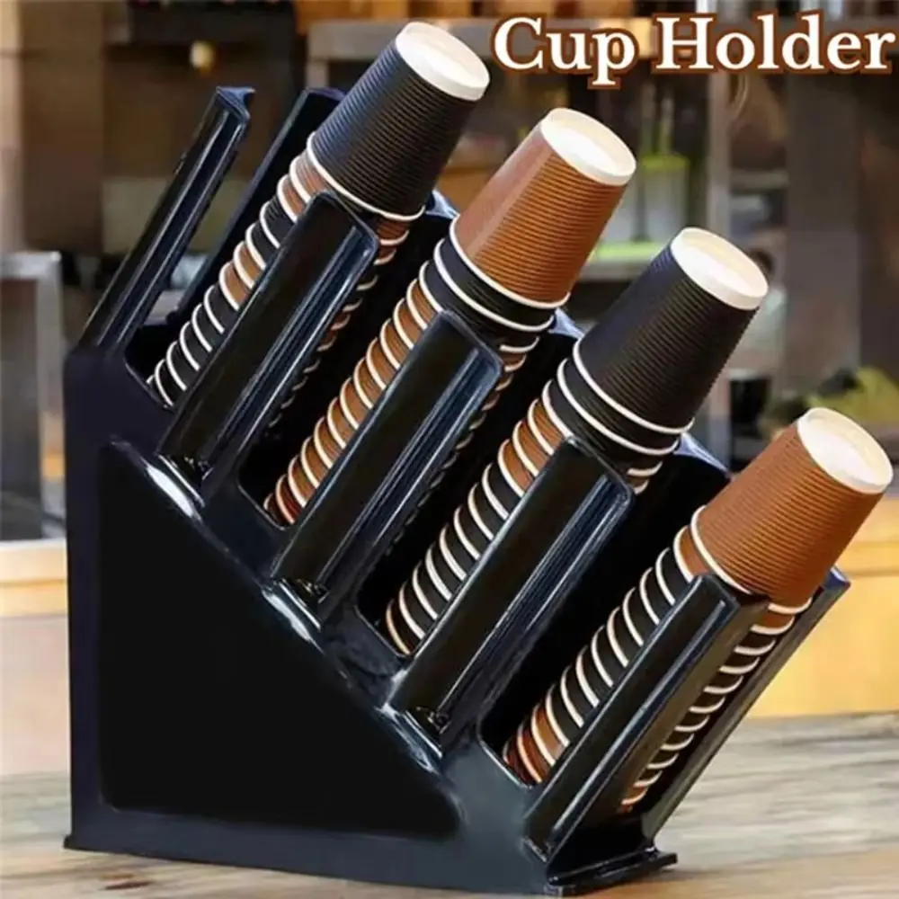 

4 Layers Coffee Shop Cup Holder Plastic Storage Rack Multifunction Plastic Cup Holder Stand Space-saving Bevel Paper Cup Bracket
