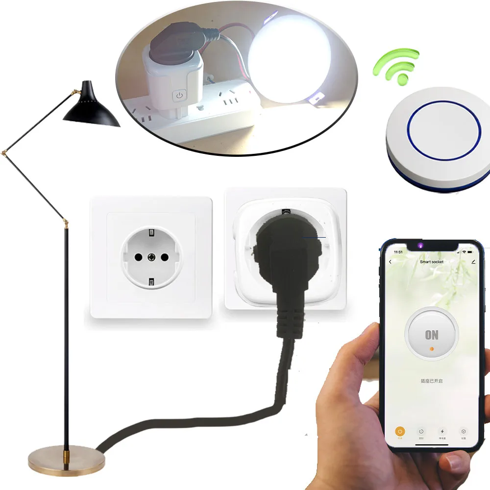 WIFI 433mhz Rf Smart Socket Switch AC 220V Wireless Plug 16A Tuya Smart Life Remote Control Outlet Switch for Alexa Google Home