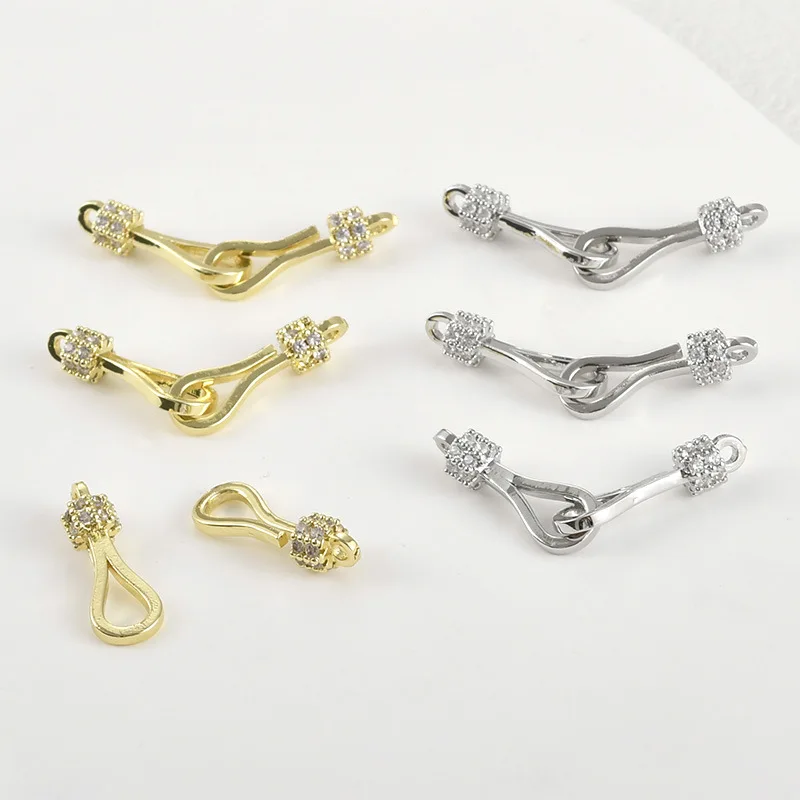 

Фурнитура для бижутерии: 14K позолоченные циркониевые застежки-крючки и жемчужные застежки для браслетов и ожерелий ручной работы, материалы для рукоделия