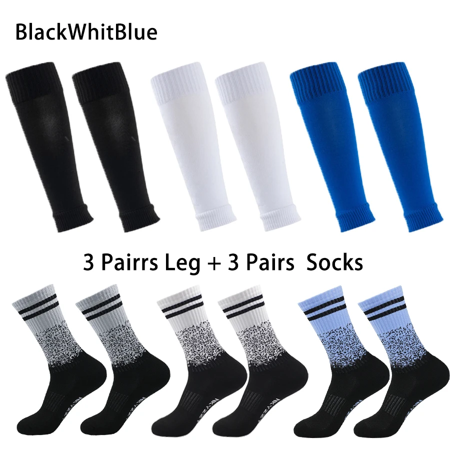 

2 Pair Professional Training Football Socks Adult Outdoor Sports Shin Protectors Anti-Slip Leg Socks for Active Players