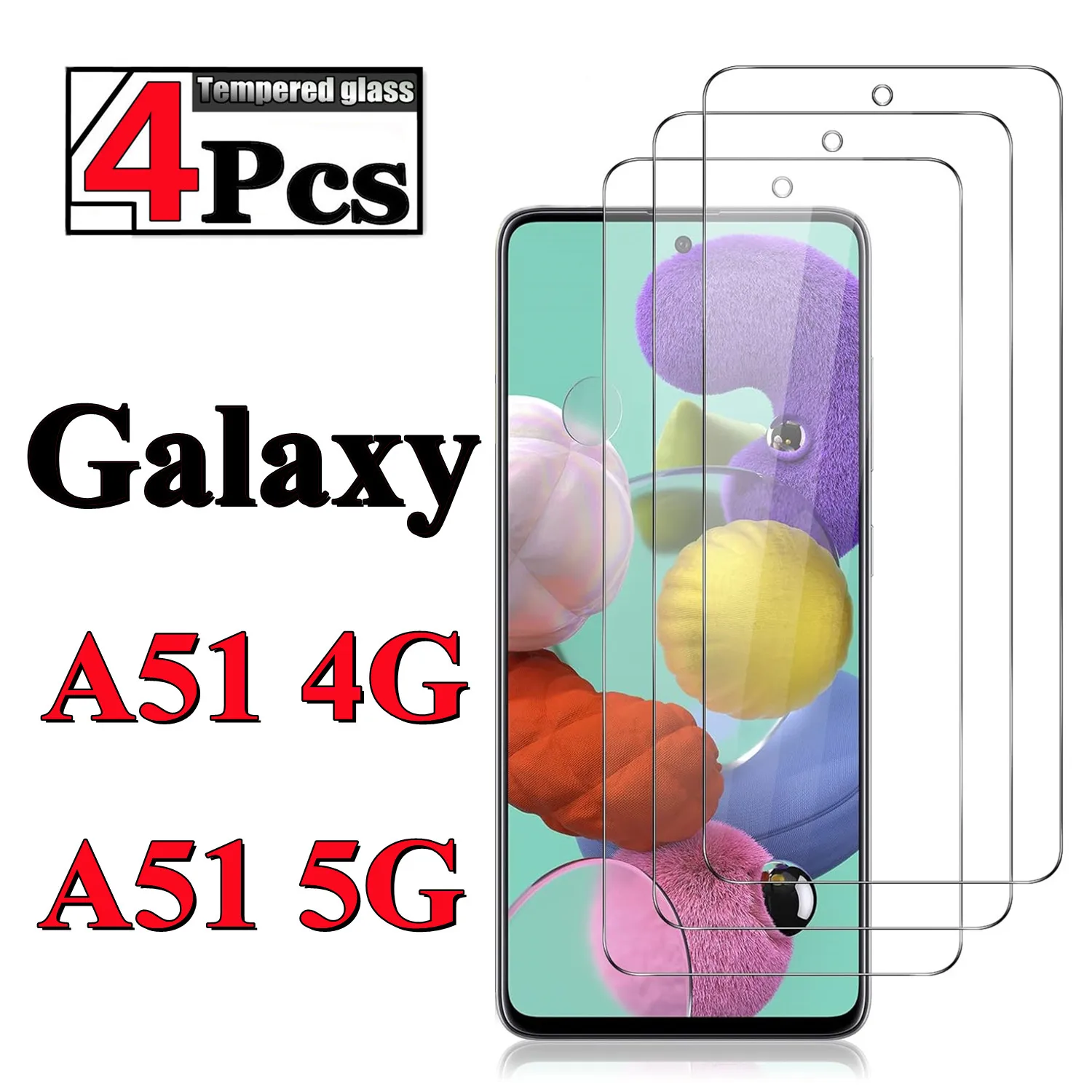 1/4 piece for Samsung Galaxy A51 4G-5G tempered glass high-definition anti drop function intelligent screen protector glass film