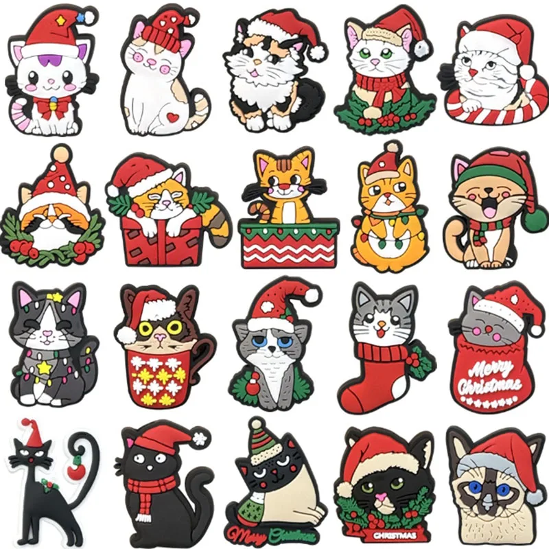 Ornamen Aksesori pesta dekorasi sepatu pin topi Santa Xmas anak laki-laki wanita hiasan sepatu kucing Merry Natal