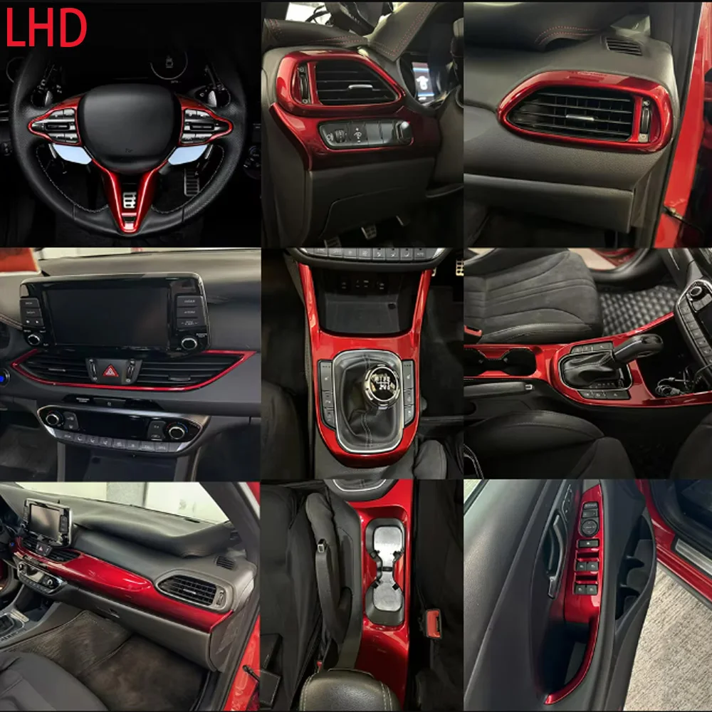 LHD czerwona wewnętrzna deska rozdzielcza konsola środkowa zmiany biegów wentylacja osłona przełącznika okna dla Hyundai i30 N akcesoria zewnętrzne