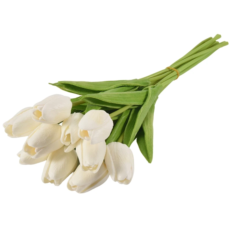20Pcs White 13.8Inch Artificial Tulips Flowers For Party Decoration,Wedding Home Decoration