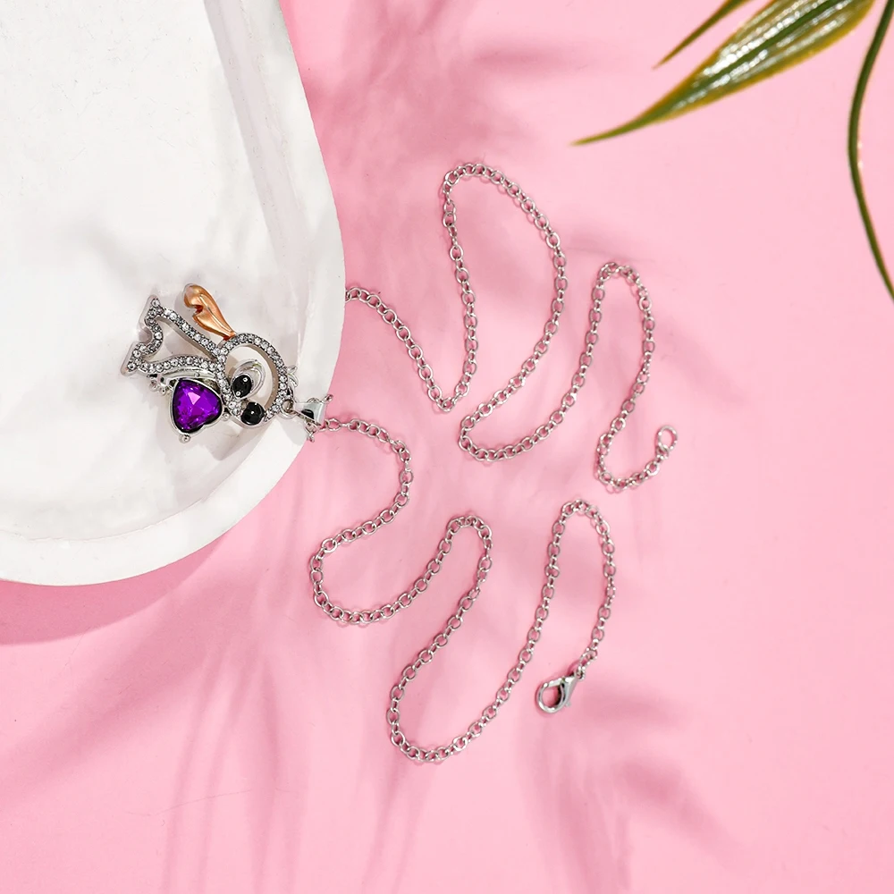 

Disney Lilo & Stitch Heart Rhinestone Necklace for Girls Anime Charms Pendant Fashion Jewelry Aesthetic Accessory Birthday Gifts