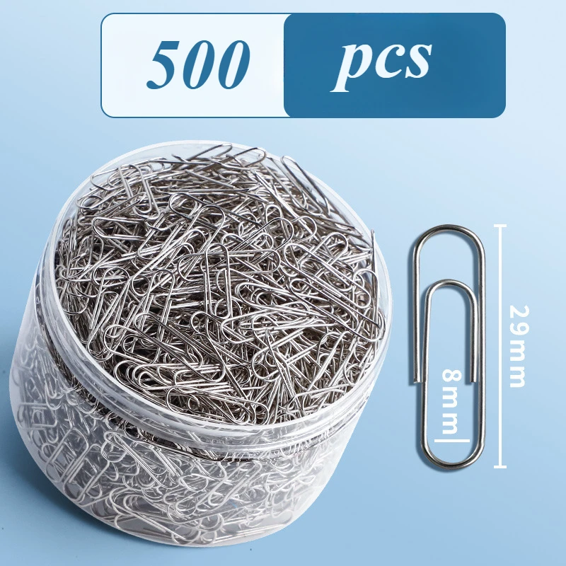 500 pcs Color paper clips office supplies paper clip large file bookmark paper clip organizer stationery stainless steel