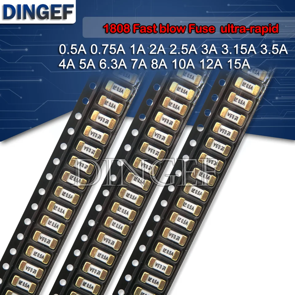 10 Stück SMD Feinsicherungen 1808 – 125V, 8A, Ultraschnell, Goldfuß, 0451 Serie, Für Leiterplatten & Elektronik (1A–10A Erhältlich)
