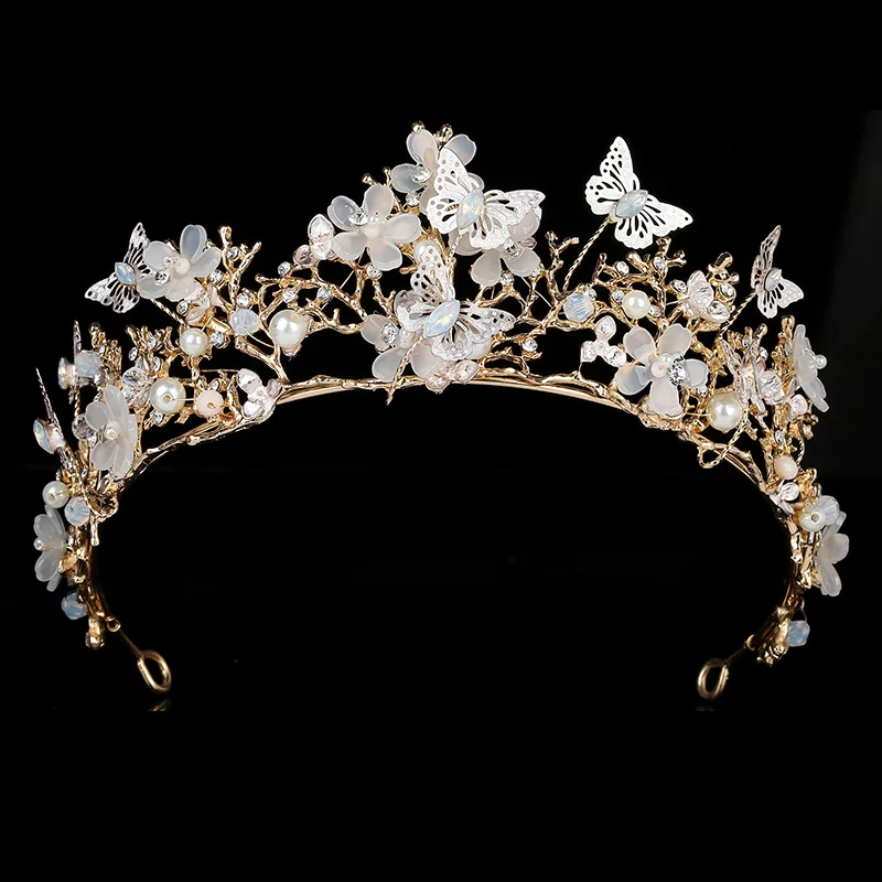 

Tiaras And Crown HADIYANA Romantic Butterfly Design Women Wedding Party Corona Princes Zircon BCY8890 Women Jewelry Accessory