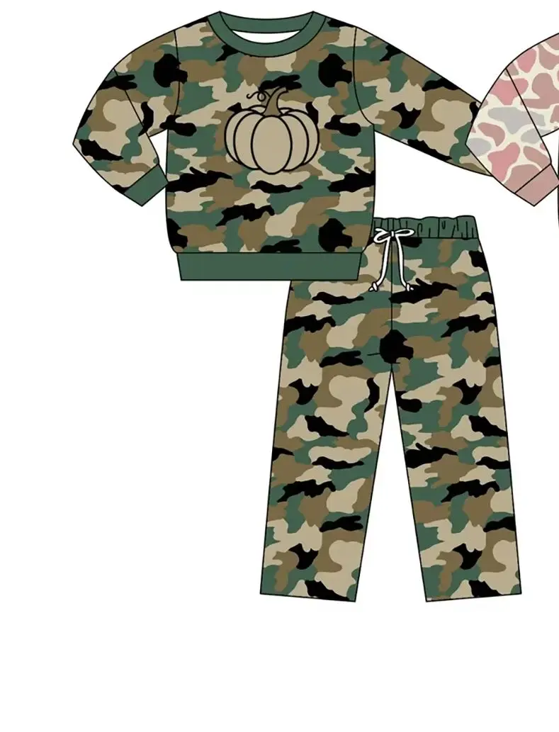 Toddler Boys Girls Fall Loungewear Pumpkin Ghost Cactus Cowboy Print Two-Piece Halloween Nightwear Outfits