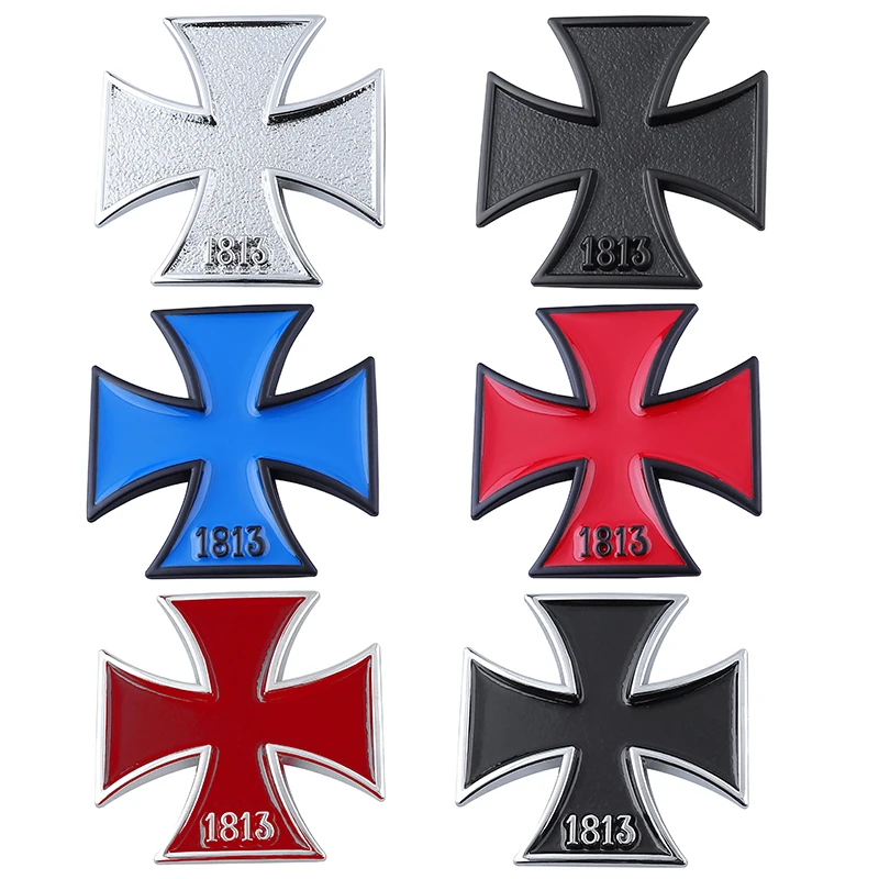 3D Car German 1813 Metal Cross Car Emblem Personalized Cross Car Sticker Body Sticker Tail Decoration Stickers Car Styling