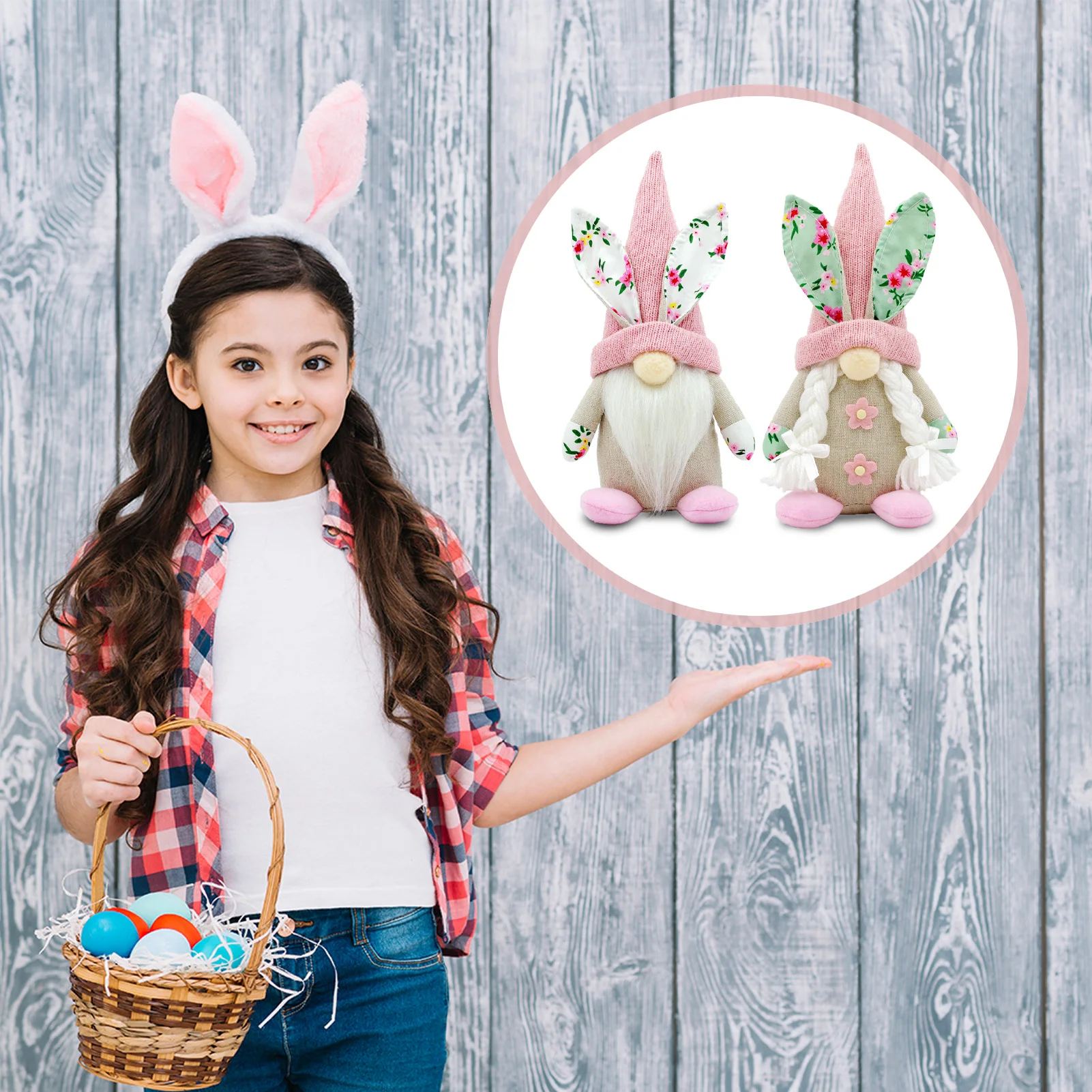 Easter Faceless Bunny Dwarf Easy to Maintain Holiday Doll Ornament Suitable for Indoor Outdoor Display