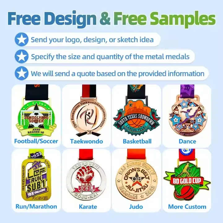 

Wholesale Custom Material Zinc Alloy Basketball Running Marathon Football Medallas Custom Design Your Own Medals