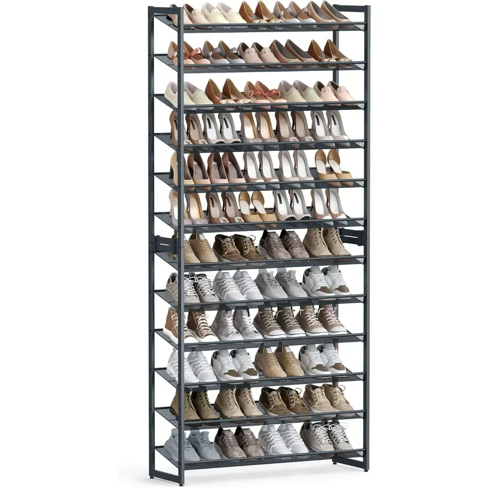 Shoe Rack, 12-Tier Metal Shoe Storage Organizer for Closet, Entryway, Garage, Set of 2 6-Tier Stackable Shoe Shelf