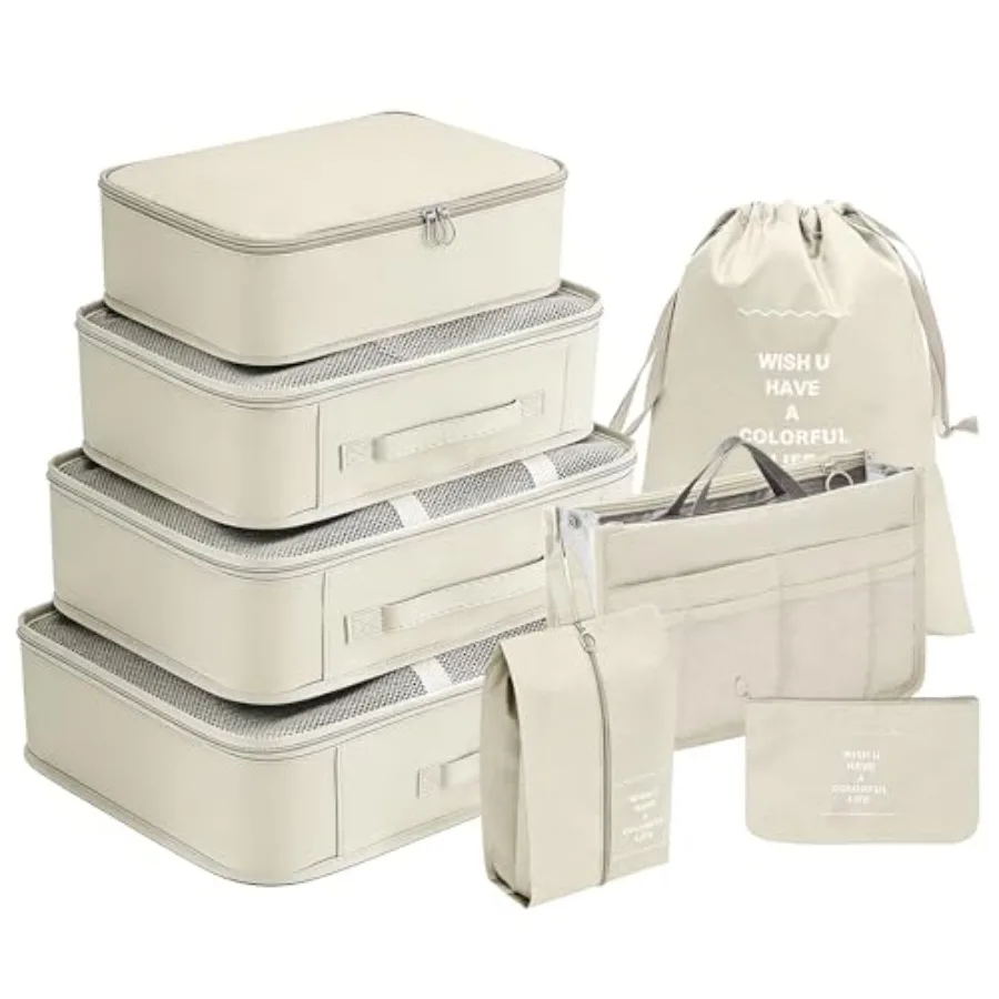 

Packing Organizers for Travel 8-Piece Luggage Packing Cubes Set with Multiple Sizes Compressible Travel Packing Cubes for Busin